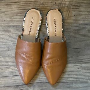 Lucky Brand Women's Brown Leather Mules
